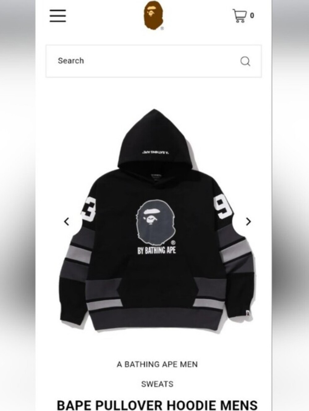 Brand New Bape A Bathing Ape Black Jersey Hoodie Relaxed Large